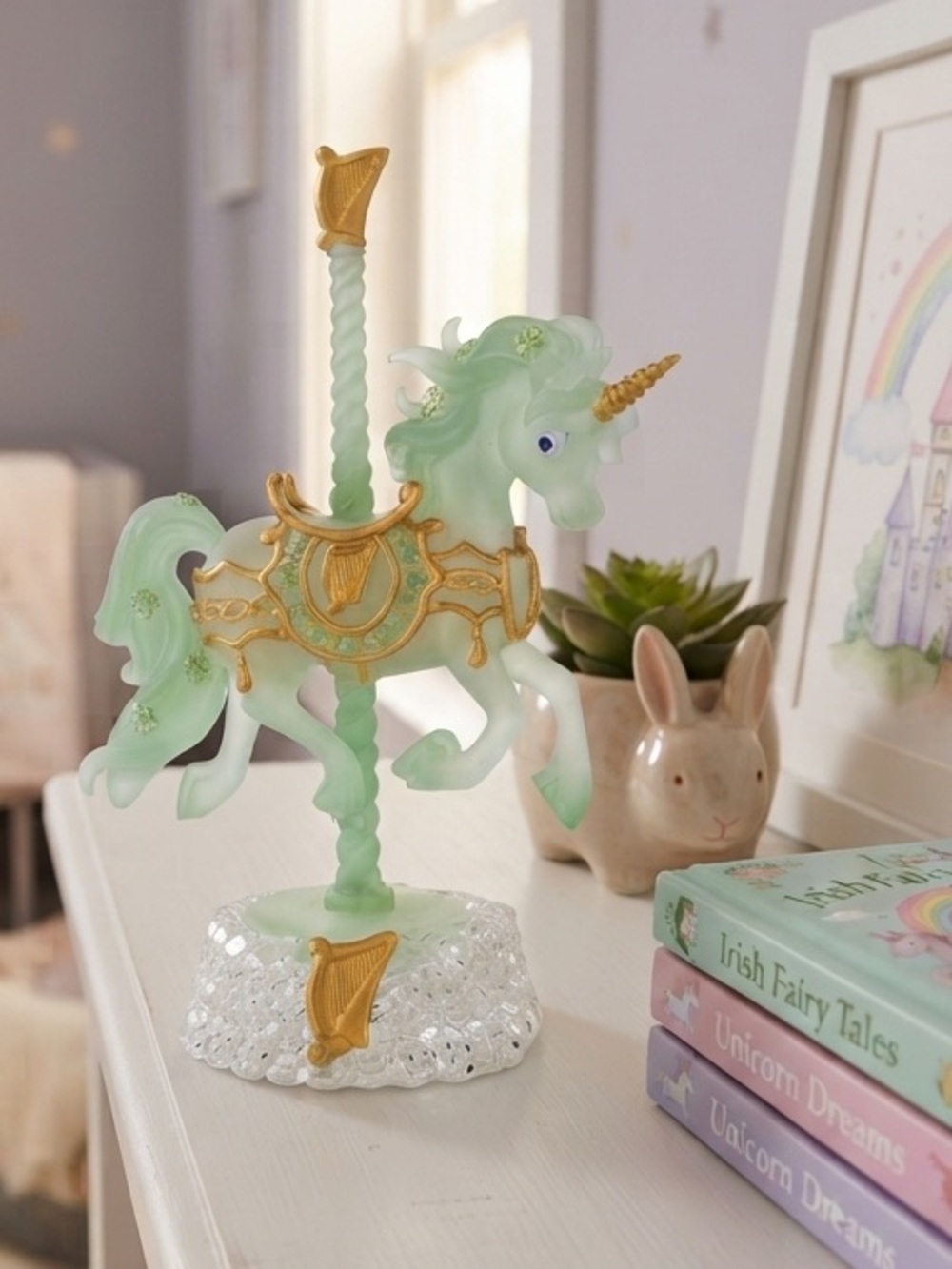 Rare-Irish luck of the Irish Unicorn Carousel Collection by Hamilton Collection